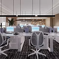 Modern Public Office Space With White Desks Ergonomic Chairs Computers And Wooden Walls