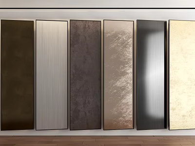 Various Textured Decorative Panels In Different Colors For Modern Wall Decoration With Wooden Floor 3d model