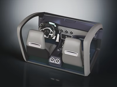 Premium Automotive Interior Components With Steering Wheel Seats Dashboard And Console 3d model