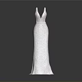 Elegant White Evening Gown With V Neck Sparkling Sequin Long Floor Length Design