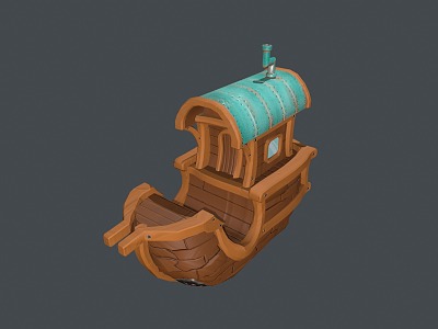 cartoon boat wooden boat model