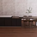 Modern Open Kitchen Interior Design With Stylish Bar Counter And Wooden Chairs