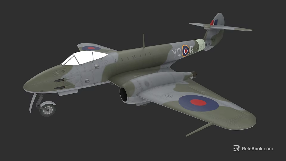 Vintage Twin Engine Fighter Jet Camouflage Paint Roundel On Wings YP OR Markings 3d model 