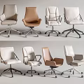 Comfortable Office Chairs In Multiple Styles Different Colors With Armrests And Caster Wheels 3d model