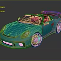Blue Convertible Sports Car With Black Wheels And Rear Spoiler Design