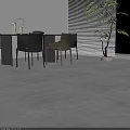 Modern Minimalist Dining Table Set With Wooden Top Mixed Color Chairs Vase And Bowl