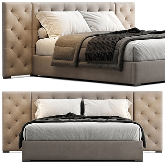 MODENA FABRIC DIAMOND Bed Standard Double Bed with Buckle Double Bed Master Bed 3d model