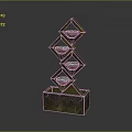 Decorative Geometric Sculpture With Multi Tiered Diamond Frames And Bowl Holders