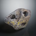 Natural Decorative Stone With Hollow Holes And Yellow Patches On Surface For Decoration