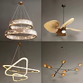 Modern Pendant Lights With Crystal Ring Leaf Geometric Branch Designs 3d model