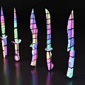 Five Assorted Weapon Knives Showcasing Diverse Handles And Sharp Metal Blades Displayed