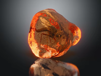 Decorative Ornament Set Featuring Orange Red Transparent Stone With Natural Texture And Glossy Reflection 3d model