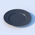 Elegant Dark Blue Textured Dinnerware Set With Round Plates For Dining 3d model
