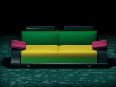 Modern Double Sofa Leather Sofa 3d model