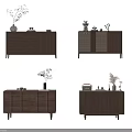 Wooden Entryway Cabinets and Sideboards with Decorative Vases and Potted Plants