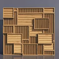 Wooden Geometric Paneled Feature Wall With 3D Patterned Design For Interior Decor 3d model