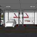 4S Shop Car Service Workshop with Lifts Parking Lines and Vehicle