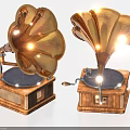 Vintage Gramophone Decorative Ornament Set for Home Decor Accent Antique Style