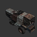 old harvester agricultural machinery 3d model