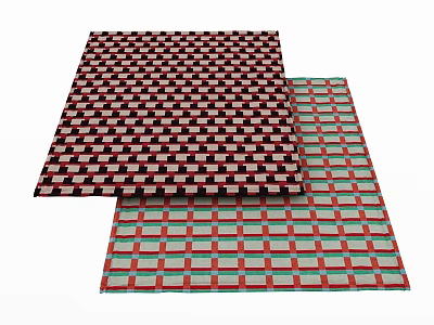 Stylish Square Rugs With Checkerboard Pattern Red Black And Red Green Designs 3d model