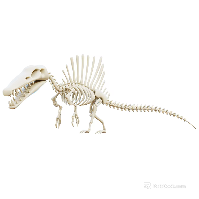 Unique Decorative Ornament Set With Realistic Dinosaur Skeleton Model For Home 3d model 