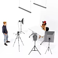 Commercial Photography Studio Equipment With Lighting Tripod And Camera Setup 3d model