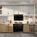 Modern Kitchen Interior Design Featuring Wooden White Cabinets Countertop Appliances And Kitchenware