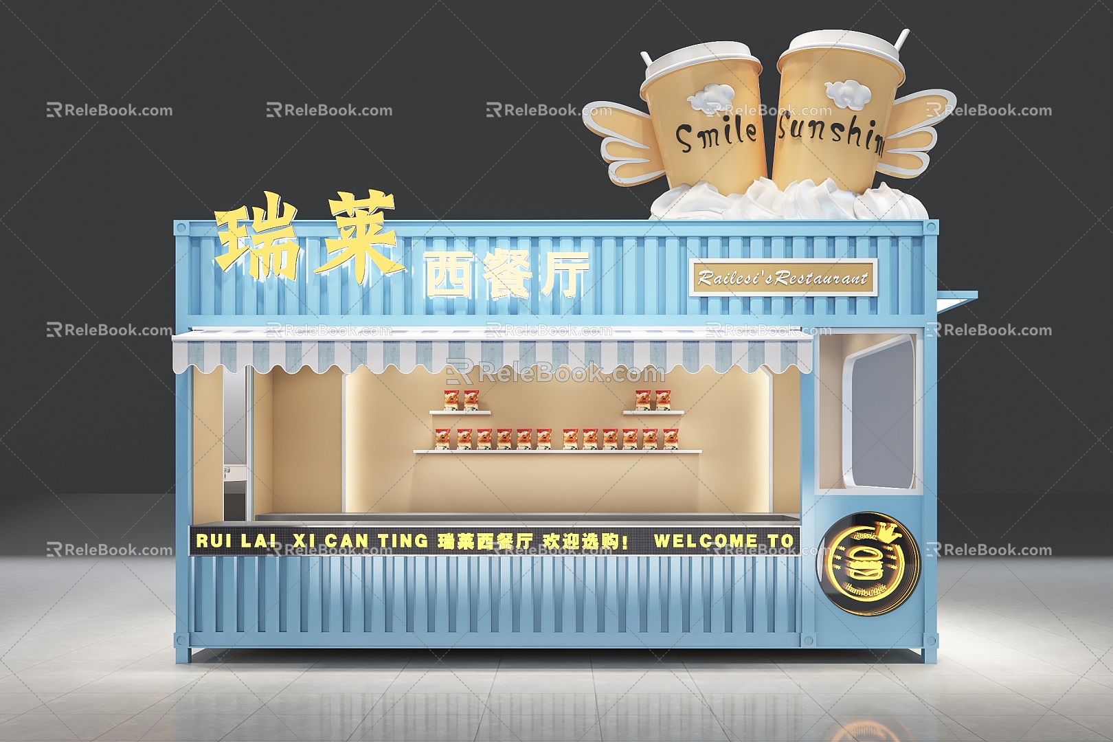 Dining car, dessert shop, ice cream shop, milk tea shop, online red car, dining car, cart model