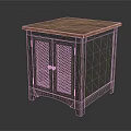Vintage Wooden Entryway Side Cabinet With Mesh Doors And Solid Top