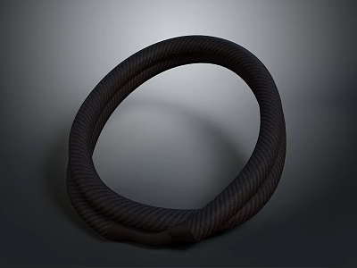 Black Braided Rope Loop Shape Durable Household Item For Versatile Daily Use 3d model