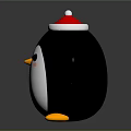 Cute Penguin Doll With Red Christmas Hat Black Body And Yellow Webbed Feet