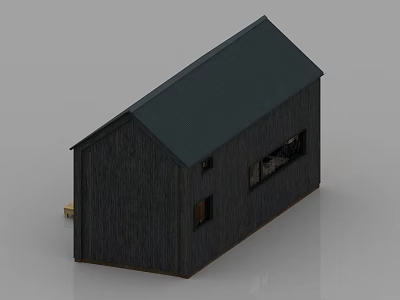 Small Black Wooden House Model Exterior With Sloped Roof And Windows 3d model