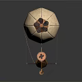 Vintage Steampunk Airship Design With Propeller Leather Envelope And Wooden Basket