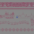 Traditional Paper Cut Wall Decor with Dancing Figures Architectural Silhouettes Camel Caravan and Geometric Patterns