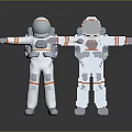Two Astronauts With One Pixelated Design Standing With Arms Outstretched In White Suits