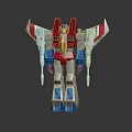 Red White Blue Transformers Toy Figure With Wings Standing Pose On Reflective Base 3d model
