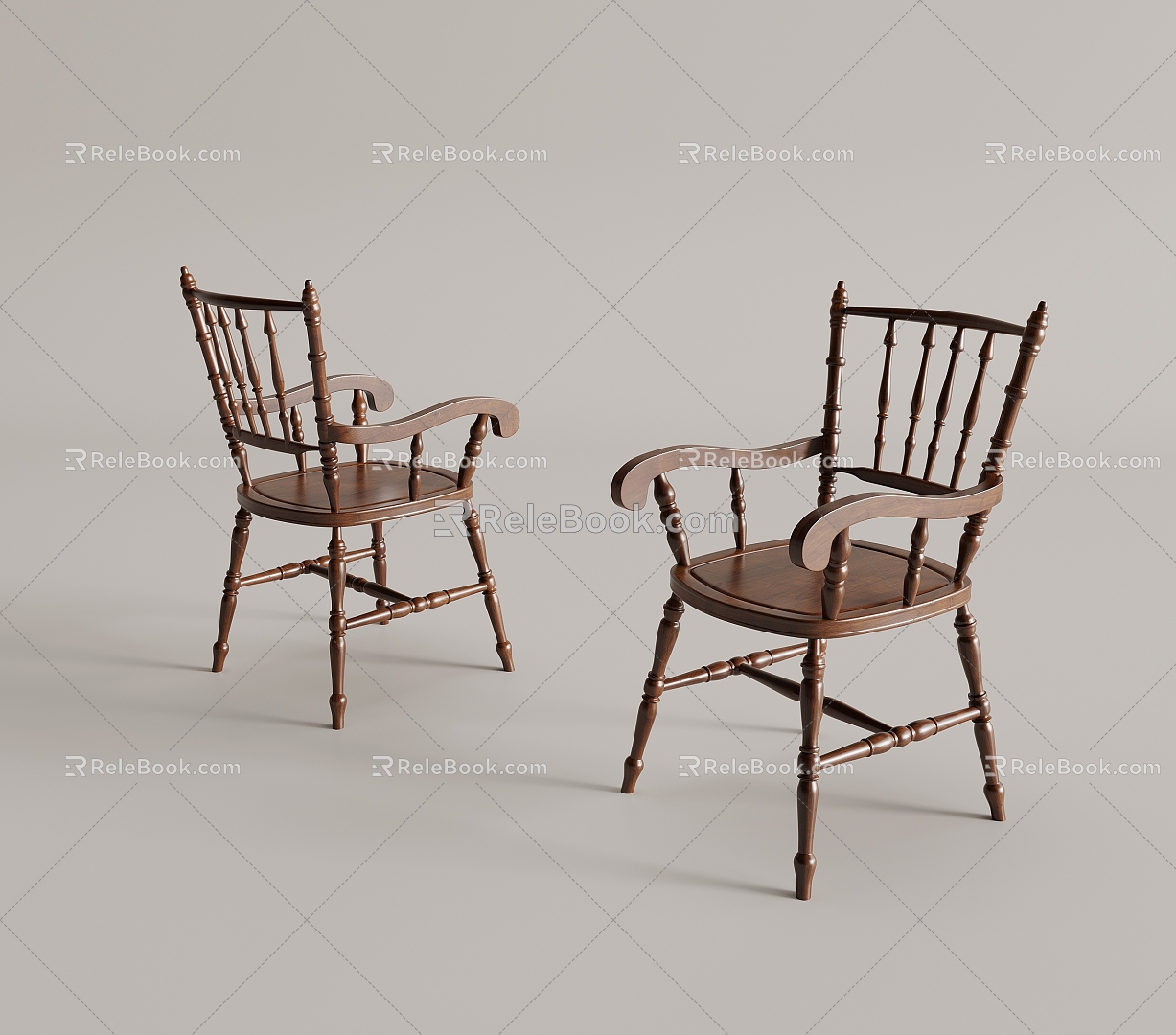 French Retro Dining Chair Writing Chair Chair 3d model