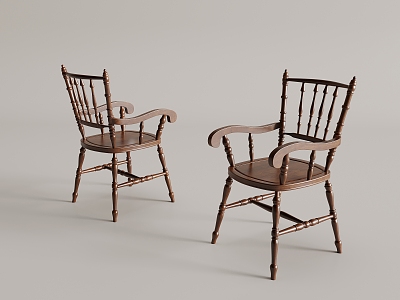 French Retro Dining Chair Writing Chair 3d model