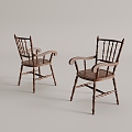 French Retro Dining Chair Writing Chair Chair 3d model