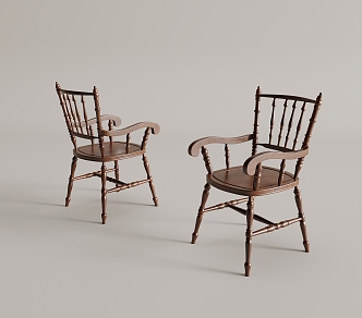 French Retro Dining Chair Writing Chair 3d model