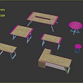 Modern Wooden Furniture Collection With Tables Benches And Metal Leg Designs