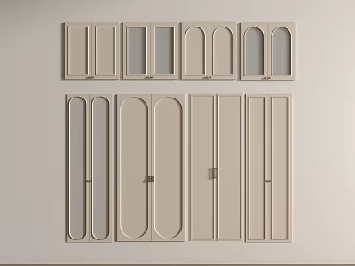 Modern Interior Door Designs With Light Colored Panels And Various Styles 3d model