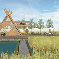 Modern Paddy Field Paddy Field Landscape 3d model