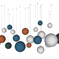 Multicolored Round Hanging Ornaments for Modern Home Interior Decoration in Blue White Orange