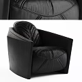 Black Leather Single Sofa With Modern Stitched Design And Comfortable Seating 3d model