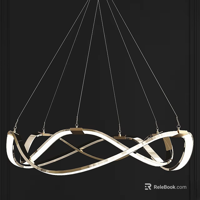 Sleek Modern Chandelier With Intertwined Curved Metal Design And LED Illumination 3d model 
