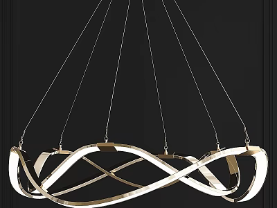Sleek Modern Chandelier With Intertwined Curved Metal Design And LED Illumination 3d model