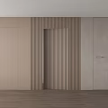 Modern Interior Hinged Door With Wooden Panel Wall And Vertical Stripes 3d model