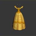 Elegant Yellow Princess Dress With Fluffy Skirt And Ruffled Decorative Details