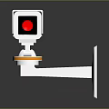 White Security Camera With Red Light On Wall Mounted Bracket 3d model